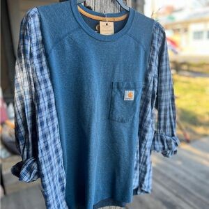Custom one of a kind Carhartt Flannel Tshirt mash-up